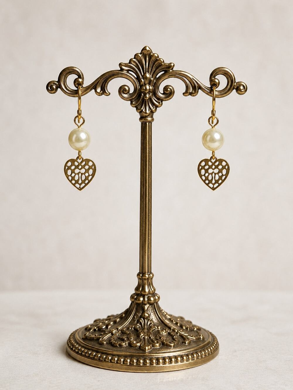 Coach Pearl and Heart Drop Earrings